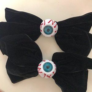 Y2K Black Velvet Big Bow Halloween Simulation Eyeball Gothic Lolita Hair Clip